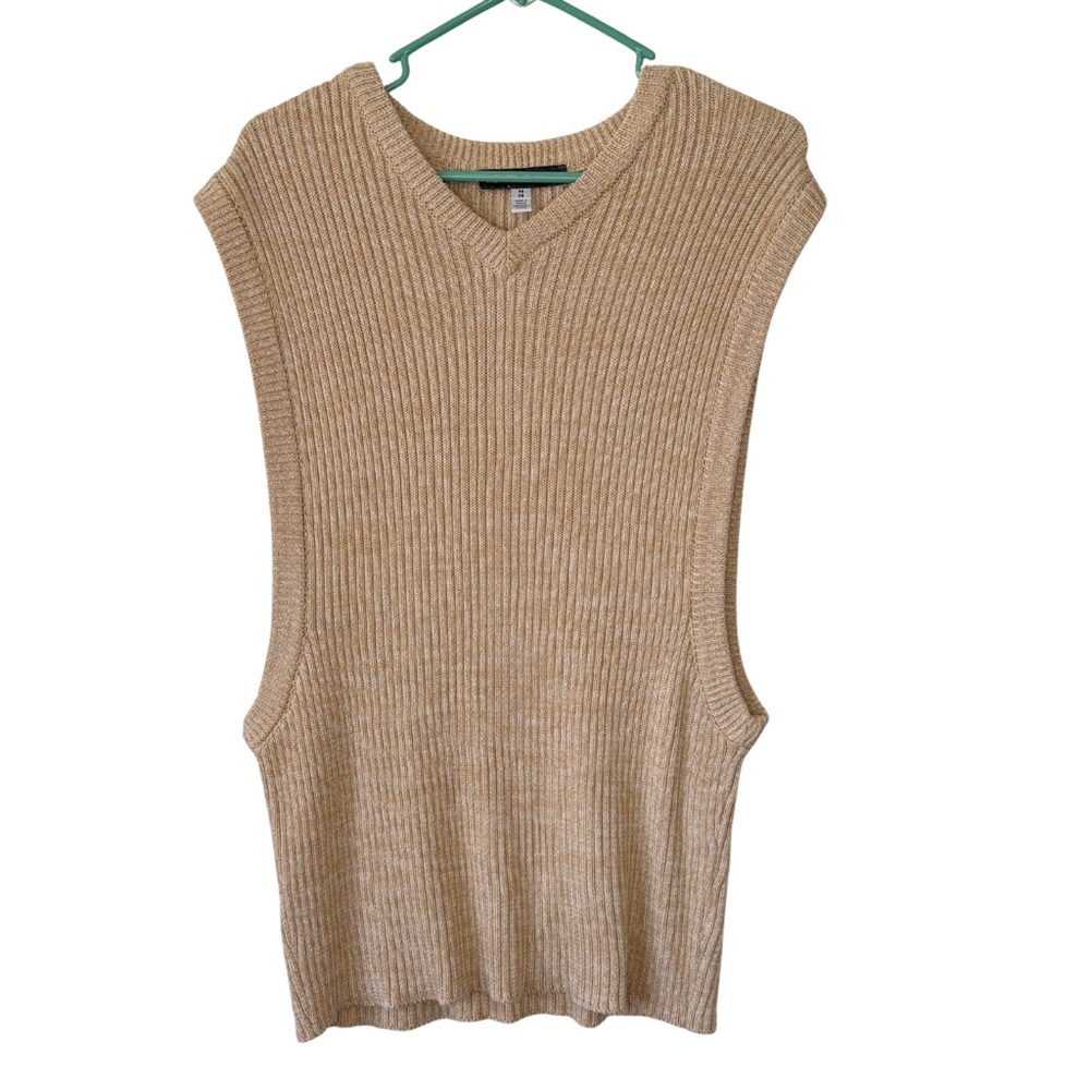 Urban Outfitters Beige Low Armhole Knit Sweater Vest